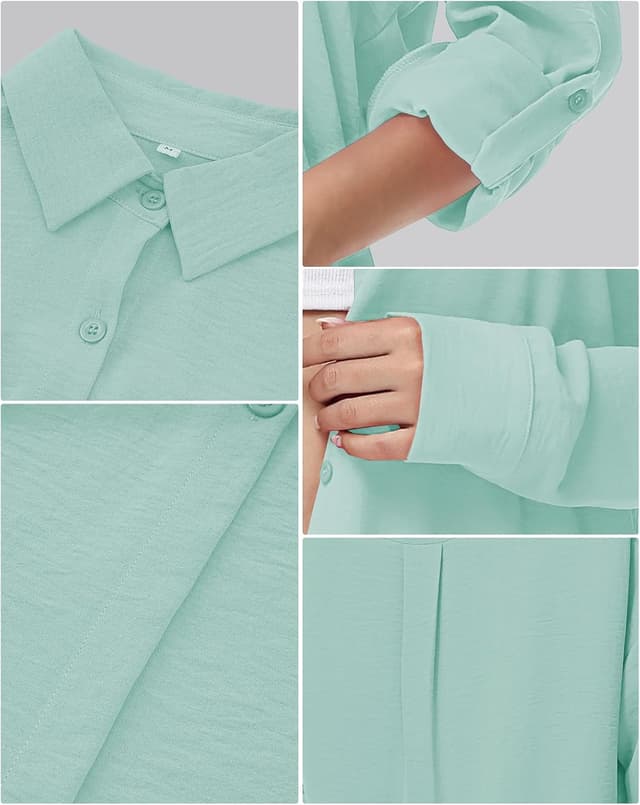 Thumbnail 2 de Tanmolo Damen Bluse V-Ausschnitt Langarm