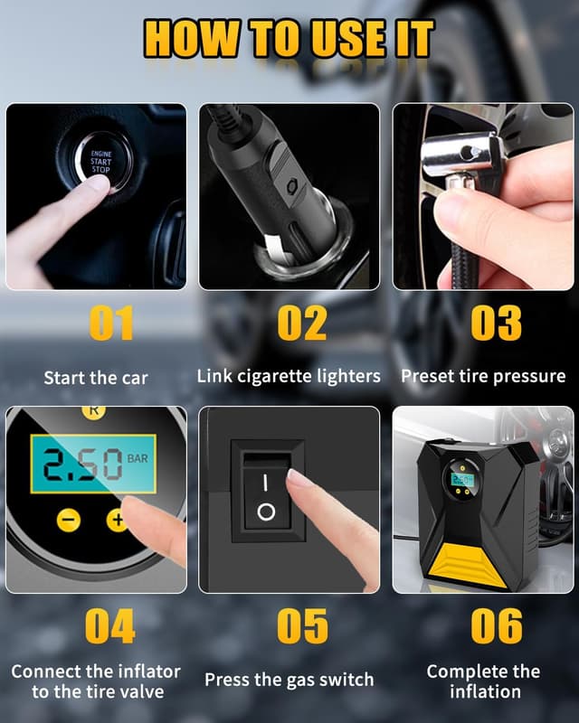 Thumbnail 2 de Toaren 12V Gonfleur Pneus 150 PSI