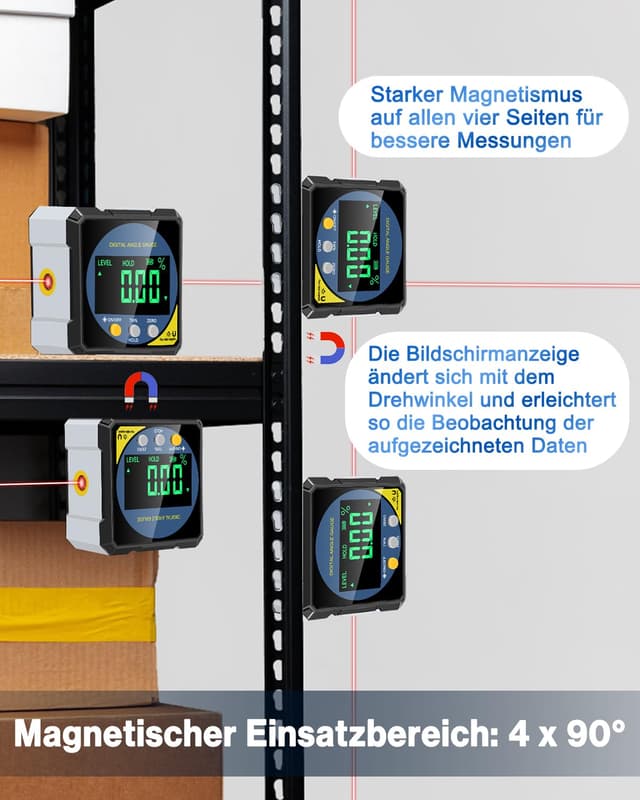 Detalle de Lytool digitaler Laser-Winkelmesser mit Magnet, doppelseitiger Laser-Linienprojektion und Type-C