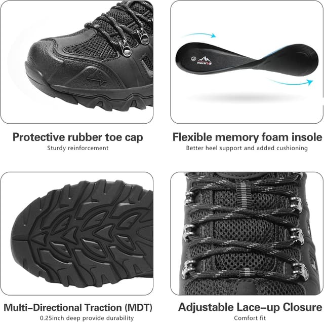 Detalle 2 de NORTIV 8 Men’s Waterproof Leather Low-Top Hiking Shoes with Rubber Toe Cap