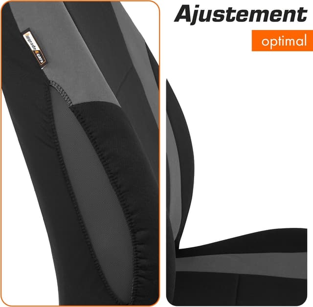 Detalle de upgrade4cars housses de sièges auto avant universelles noir et gris (lot de 4)