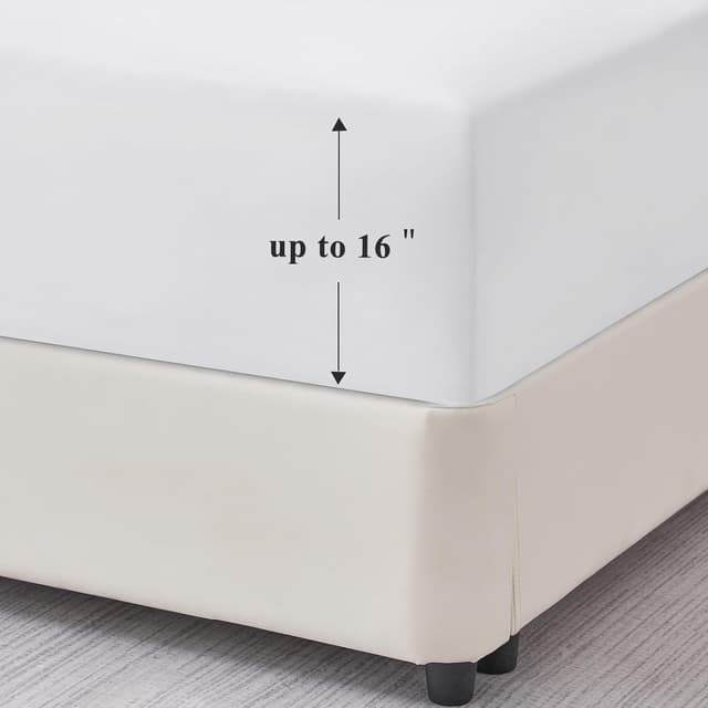 Thumbnail 4 de Aisbo King Size Extra Deep Fitted Sheet in White (16 inch / 40 cm pocket) – Brushed Microfibre