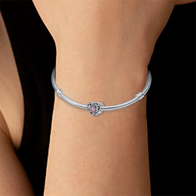 Detalle de KUNSIR Charm Anhänger Damen aus 925 Sterling Silber mit Zirkonia – kompatibel mit europäischen Armband- und Ketten-Charms