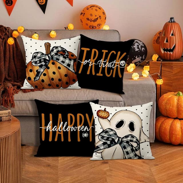 Thumbnail 2 de FUYUCHEN Happy Halloween Pillow Covers 18x18 in 🎃