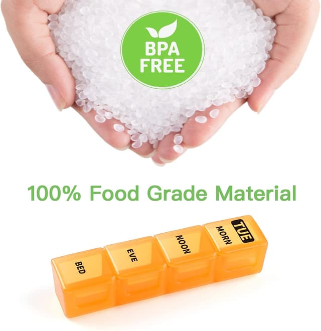 Detalle de Opret Weekly Pill Organiser – 7-day, 4-times-a-day tablet box with removable daily cases and 28 compartments (Black-Rainbow)