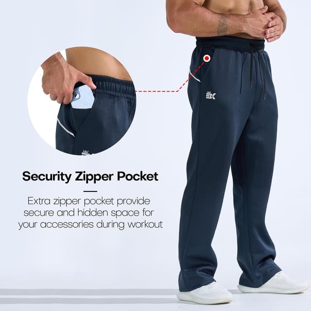 Thumbnail 4 de BROKIG Mens Oversized Gym Tracksuit Bottoms with Zip Pocket