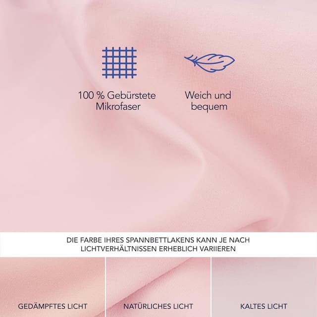Thumbnail 3 de Dreamzie Spannbettlaken 180x200 cm Mikrofaser Rosa
