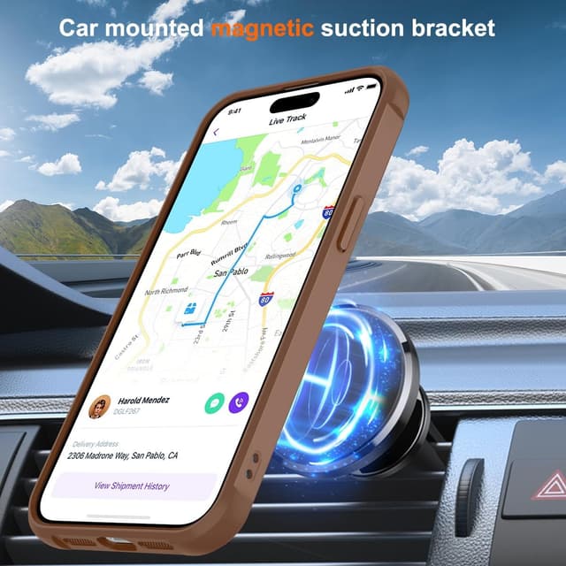 Detalle de CHAOFEnG Magnetic iPhone 15 Pro Max Case with Ring Stand (Desert Gold)