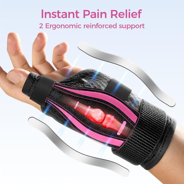 Thumbnail 1 de Thumb Support for Arthritis thumb splint brace (Right/Left), Trigger Thumb & De Quervain’s pain relief, breathable mesh (Pink)