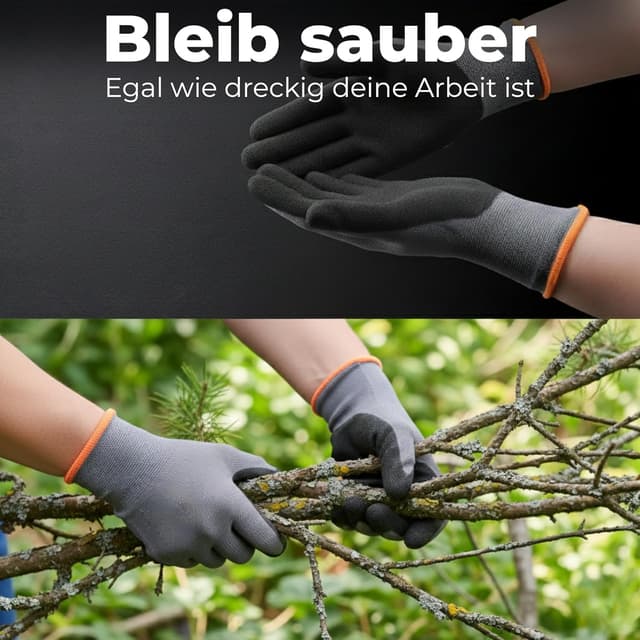 Detalle 2 de WOLFSFELLER Premium Arbeitshandschuhe Herren Gr. 9 – 5 Paar mit langlebiger Nitril-Beschichtung