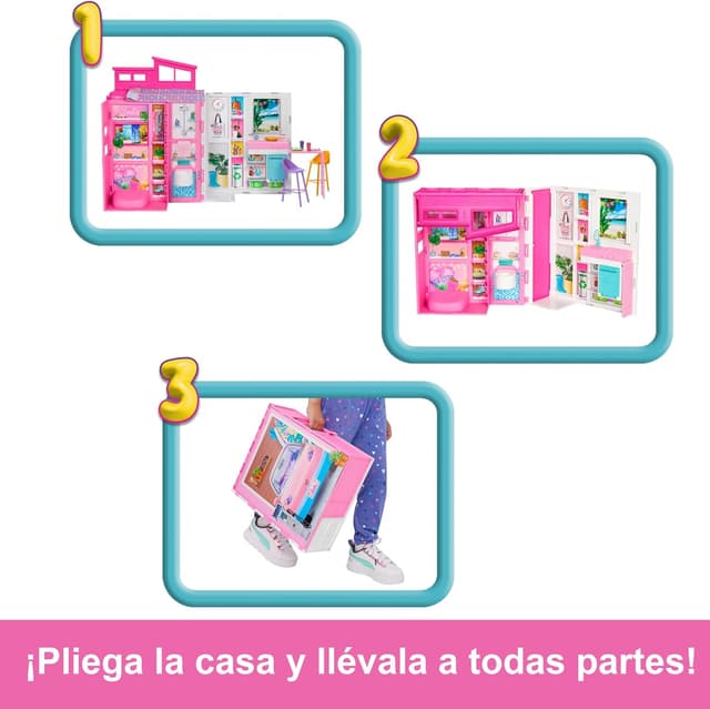 Detalle 2 de Barbie Apartamento Plegable 4 Estancias con Muebles 🏡