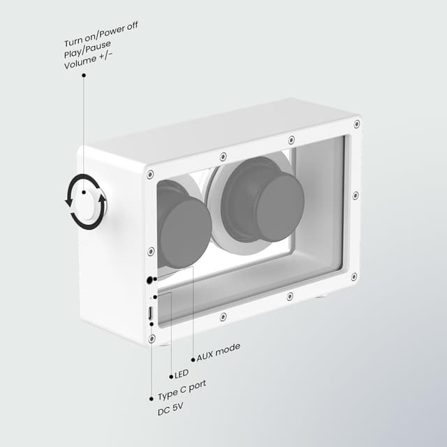 Thumbnail 6 de JAYINE Tragbarer Bluetooth-Lautsprecher 16 W (Bluetooth 5.3, AUX 3,5 mm) – minimalistisch in Weiß