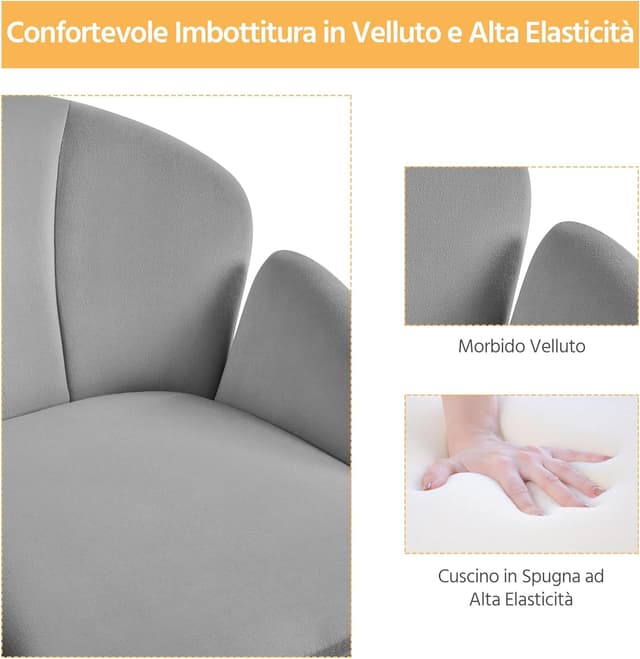 Thumbnail 5 de Yaheetech Sedia Ufficio Velluto 136 kg