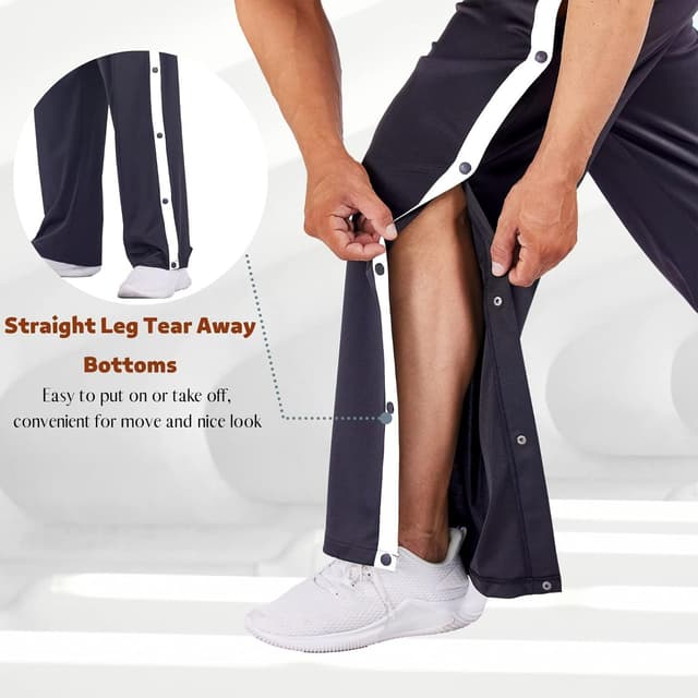 Detalle de Deyeek Men's Tear Away Basketball Pants with Pockets