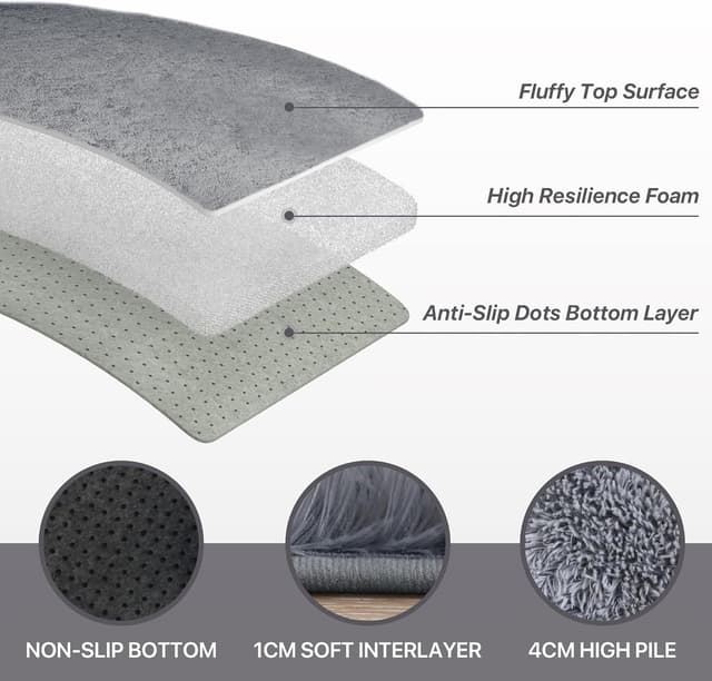 Thumbnail 2 de BEIMO Tapis Shaggy 100cm Rond, doux et moelleux 🛋