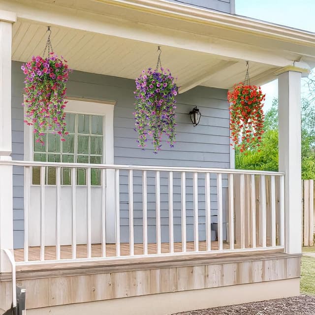 Detalle 2 de Hommyea Artificial Hanging Flowers for Outdoors (2-Pack) – UV Resistant Faux Silk Daisy for Porch, Patio & Doorway