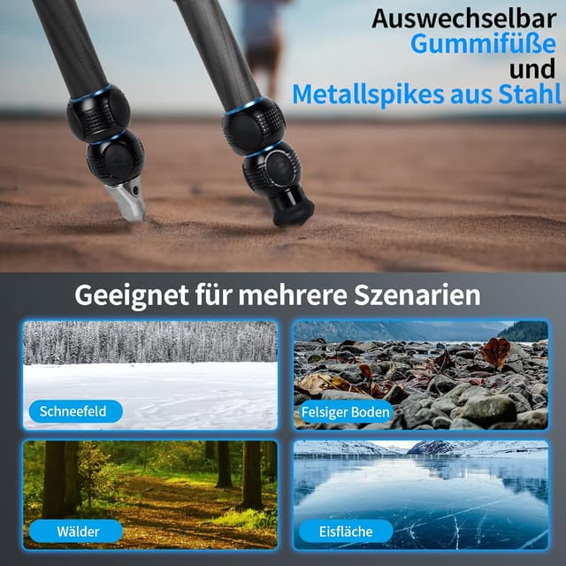 Detalle de SIRUI AM-223L Carbon Mini Reisestativ mit Nivellierbasis – ultraleichtes Ministativ für spiegellose Kameras