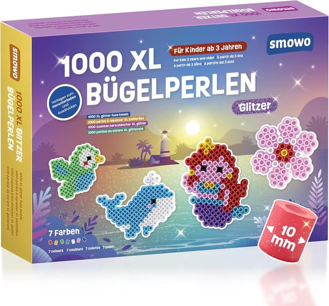 Detalle de Smowo® Glitzer Bügelperlen 1000 Stück 🎨