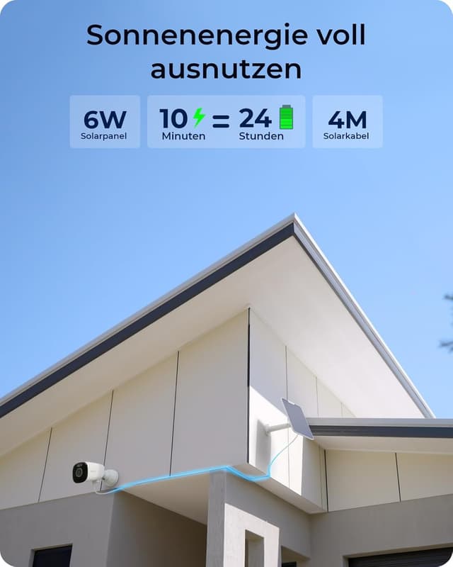 Detalle de Reolink 4K Solar Überwachungskamera Aussen Akku (Argus Eco Ultra+): WLAN 2,4/5 GHz, 8MP Farbnachtsicht