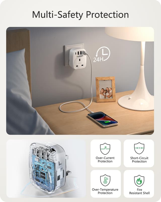 Detalle 2 de LENCENT USB Charger 3250W multiport adapter 🔌