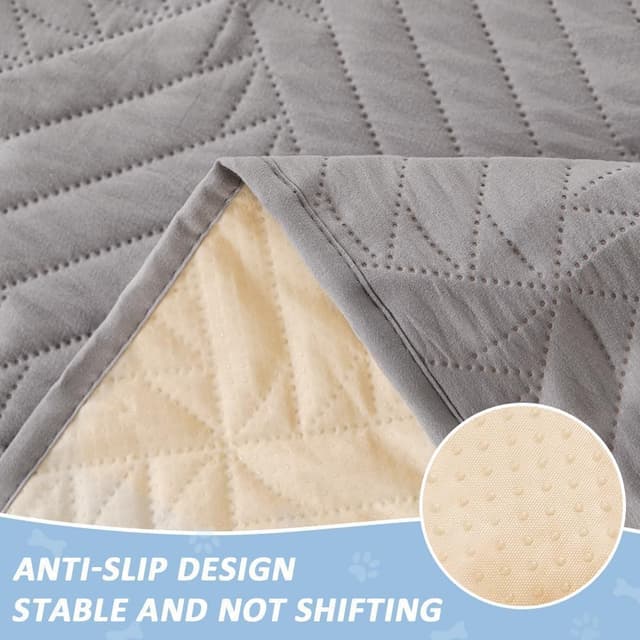 Detalle de DUJUIKE coprimaterasso impermeabile antiscivolo grigio chiaro, 2 pezzi (90x135 cm)