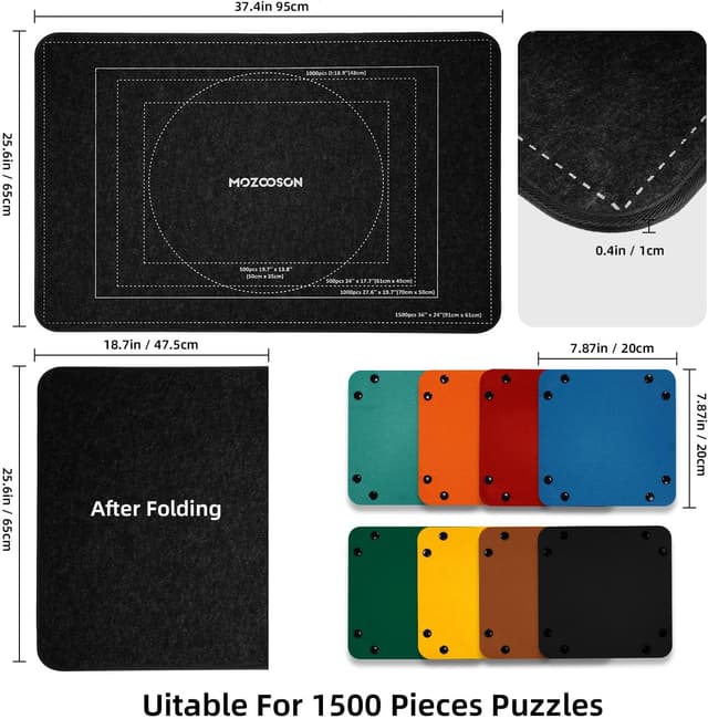 Detalle de MOZOOSON Puzzlebrett für bis zu 1.500 Teile – faltbare Puzzlematte mit 8 Sortierfächern