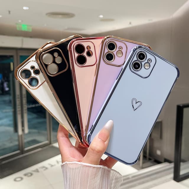 Thumbnail 6 de ZTOFERA Designed for iPhone 12 6.1-inch Case with Love-Heart Plating Edge