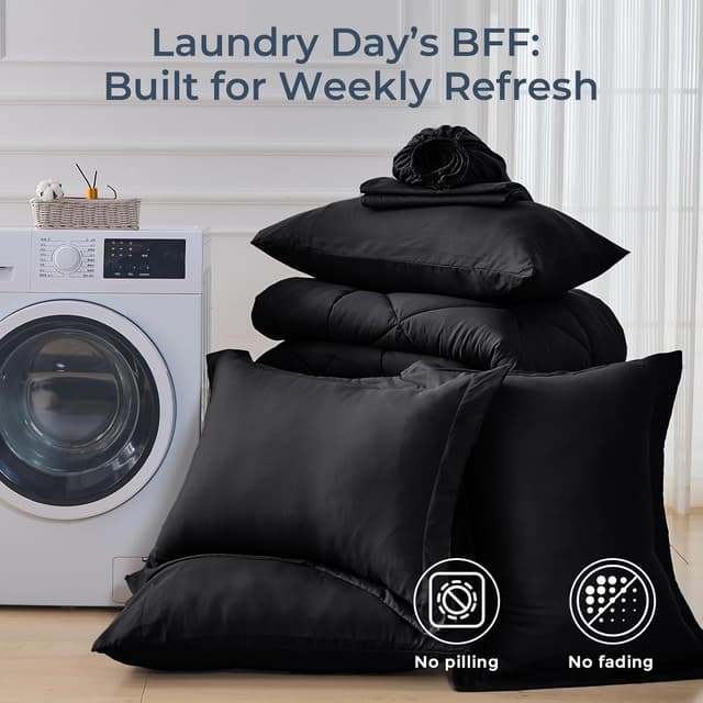 Thumbnail 6 de HEVUMYI Black Queen Comforter Set 7-Piece