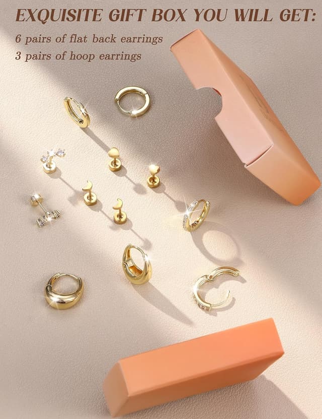 Thumbnail 6 de Diamday 6 Paar Ohrringe Set (Gold/Silber) aus Chirurgenstahl – hypoallergen für Ohrstecker & Creolen