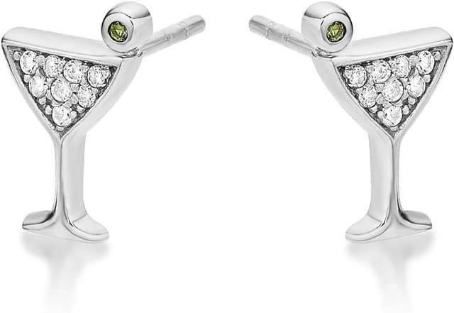 Detalle de Diamond Treats petites boucles d’oreilles argent 925 en forme de verre de cocktail (clous) pour femme et jeune fille