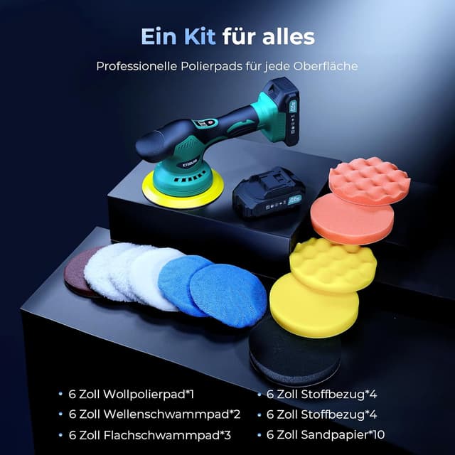 Detalle 2 de ETOOLAB Akku-Poliermaschine für Auto 2.0Ah