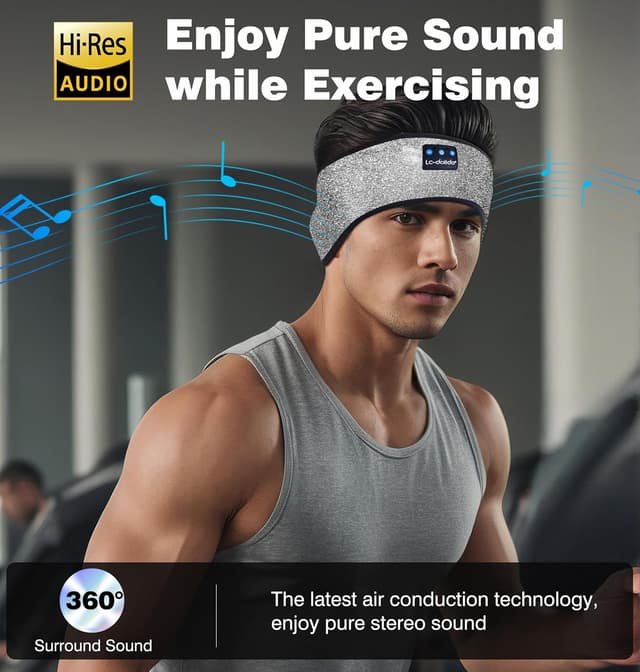 Detalle de LC-dolida Bluetooth 5.4 Sleep Headband Headphones with Ultra-Thin Stereo Speakers