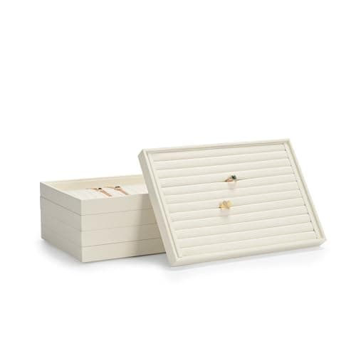 Thumbnail 6 de Oirlv bandeja organizadora de joyería de microfibra beige con 12 cuadrículas (35 x 24 cm)