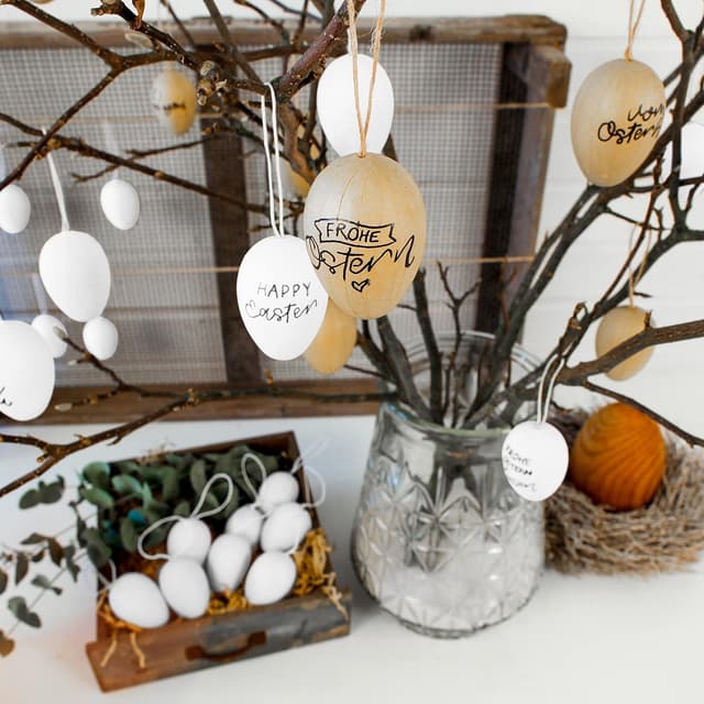 Detalle 2 de Papierdrachen Ostereier aus Pappmaché 12er Set