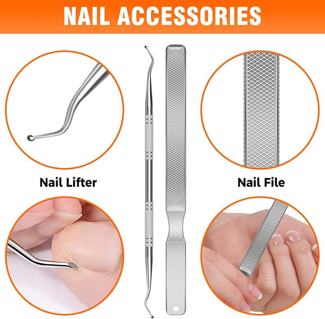 Detalle de Nail Clippers Zehennagelknipser-Set für Senioren mit abgewinkeltem Kopf und Auffangbehälter (5-teilig)