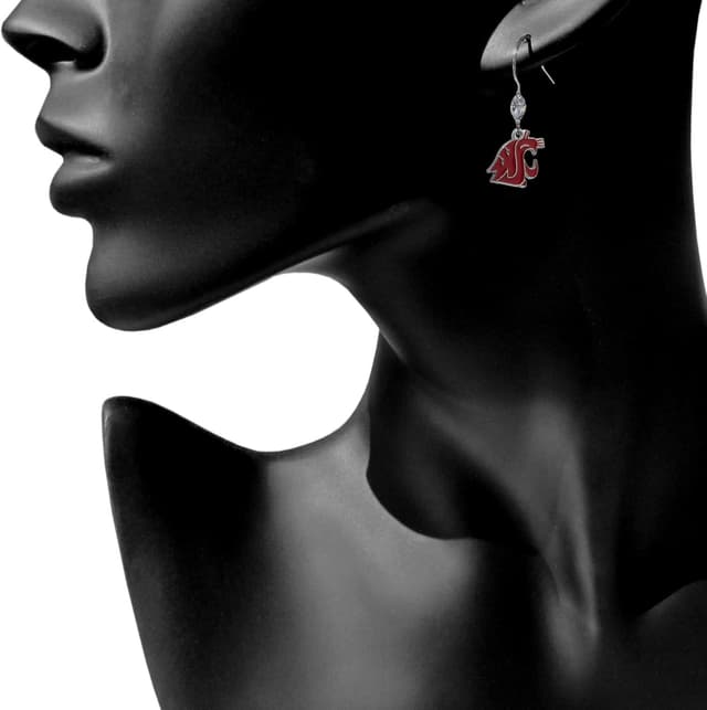 Detalle 2 de NCAA Siskiyou Sports Washington State Cougars Crystal Dangle Earrings (Team Color)
