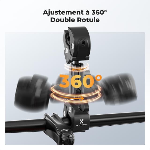 Detalle 2 de K&F CONCEPT Double pince super serrage avec tête sphérique 360° – support universel pour guidon, perche et trépied