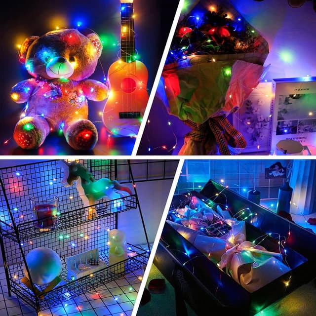 Detalle de FIFlying Solar-Lichterkette für außen, 2×16 m mit 160 warmweißen LEDs und 8 Modi (IP65)