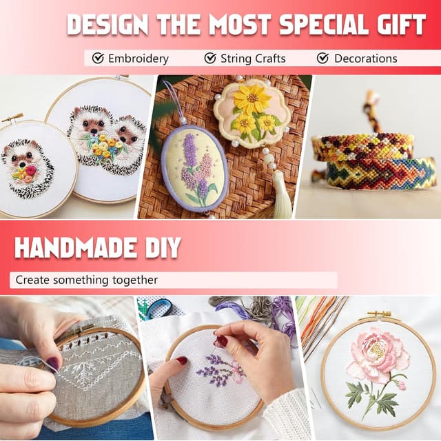 Thumbnail 4 de Romon Kit da ricamo con 100 fili e 5 cerchi 🎨
