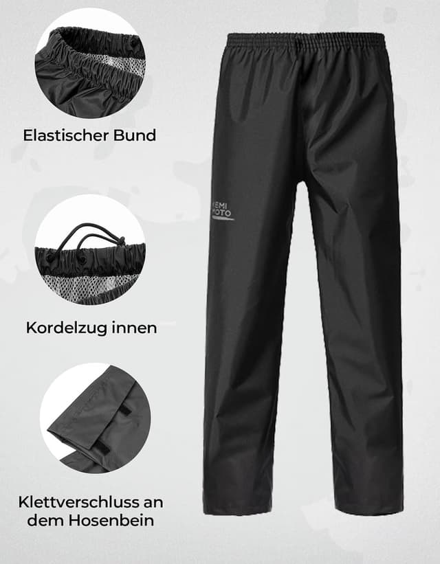 Detalle de KEMIMOTO Herren Motorrad-Regenanzug mit 15.000 mm Wassersäule – wasserdichte Regenjacke & Regenhose