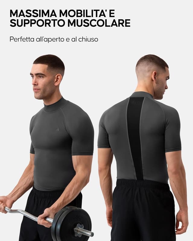 Detalle de DANISH ENDURANCE Maglia Compressione Uomo (2 Pezzi) a maniche corte, traspirante quick-dry per palestra, running e ciclismo