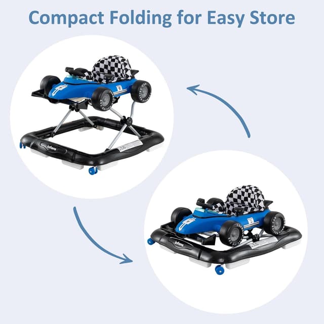 Thumbnail 6 de INFANS 4 in 1 Baby Walker (Foldable Toddler Activity Center with Adjustable Height, Blue) — Music & Lights