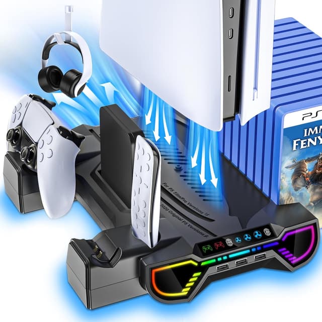 Detalle de ZRZLMVP PS5 cooling station, RGB stand