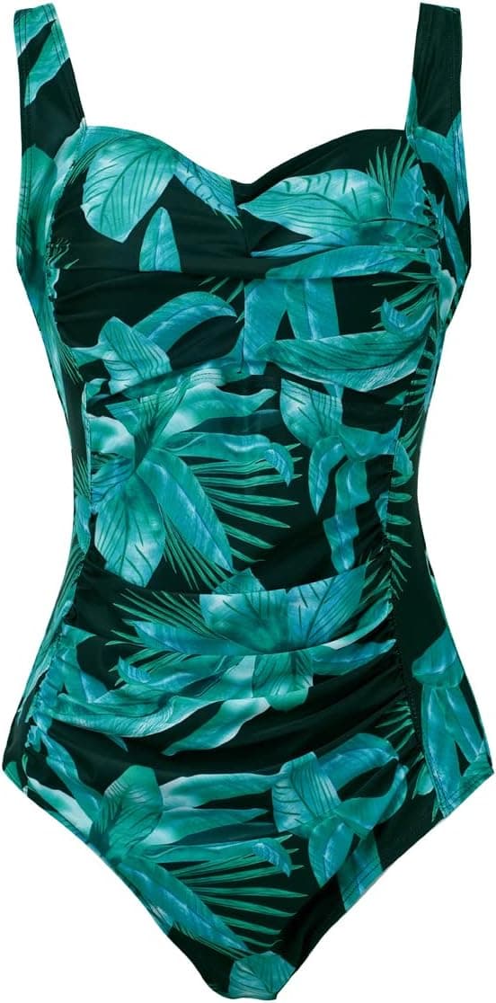 Detalle de Aidotop women’s tummy control one-piece swimsuit with ruched tribal detail