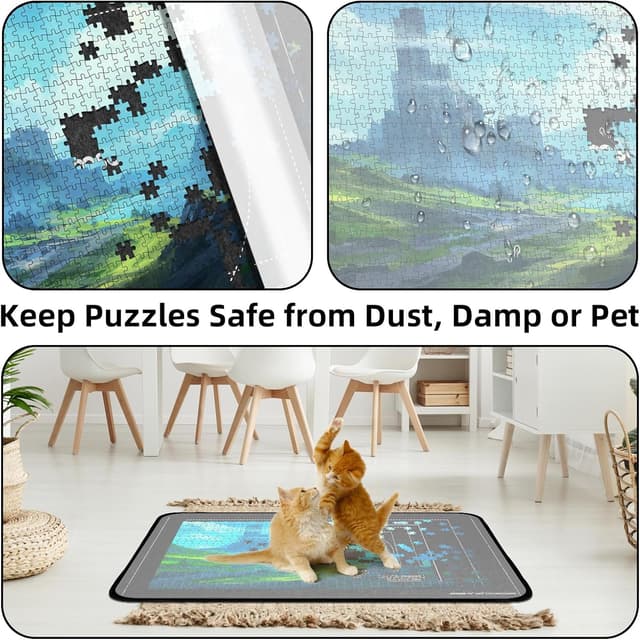 Detalle 2 de MOZOOSON Puzzlebrett für bis zu 1.500 Teile – faltbare Puzzlematte mit 8 Sortierfächern