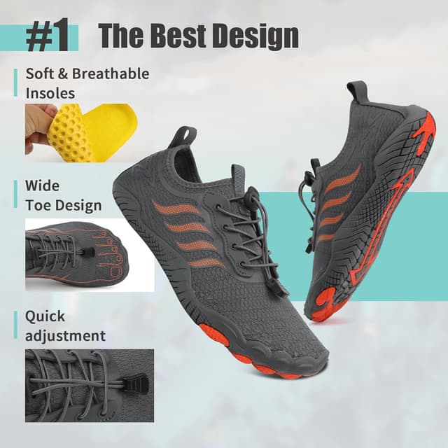 Detalle de Water Shoes Quick Drying Barefoot Aqua Swim Beach Shoes for Unisex – Elastic Collar & Grippy Rubber Sole