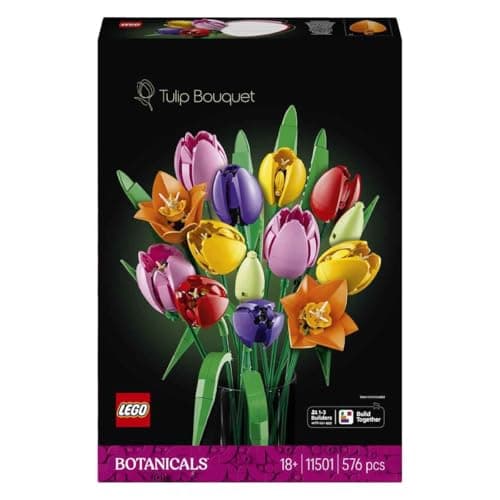 Detalle de LEGO Botanicals Ramo de Tulipanes 11501: kit de construcción floral para regalo del Día de la Madre