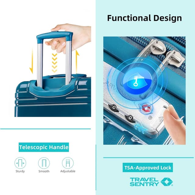 Detalle 2 de LARVENDER Luggage Sets 3 Piece 20 Inch Carry-On