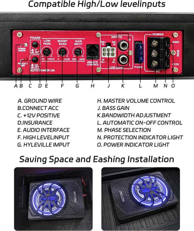 Thumbnail 6 de Znclces 2025 10" 1200W Slim Under-Seat Subwoofer ๐