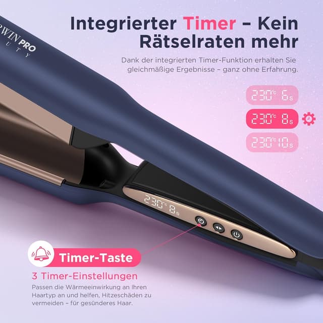 Detalle de PARWIN PRO BEAUTY Meerjungfrauen Deep Waves Welleneisen 25 mm (PARWIN PRO BEAUTY, Doppelzylinder, Timer & LED)